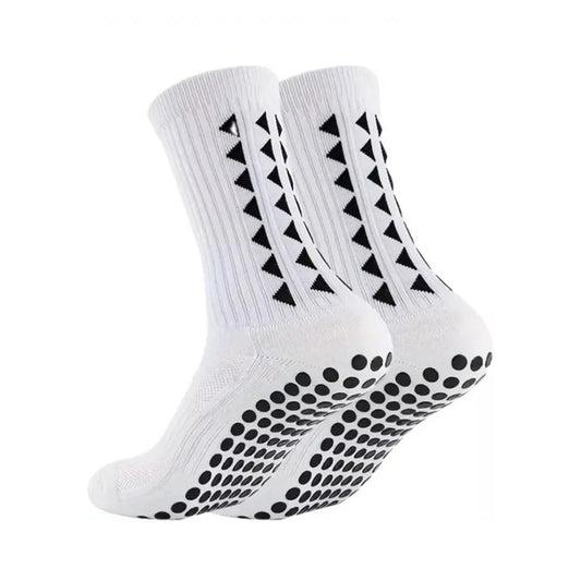 4-Pair White Non-Slip Grip Socks | Football Rugby Training Sports Socks for Men & Women