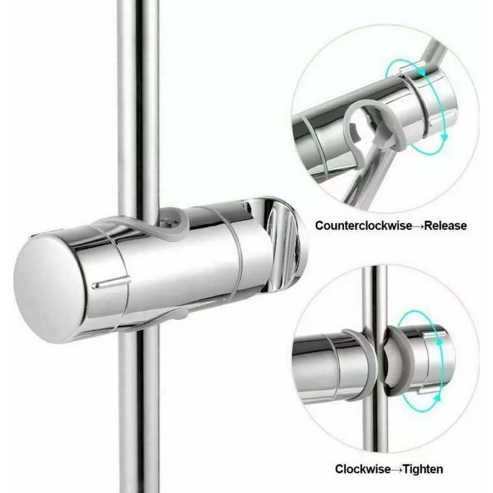 Adjustable Bathroom Shower Riser Rail Head Holder Hose Slider Clamp Bracket