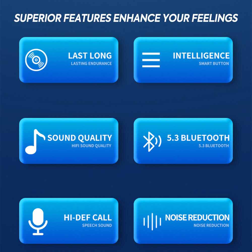 Wireless Earphones Bluetooth 5.3 Earbuds Headphones Sports Stereo Ear Hook