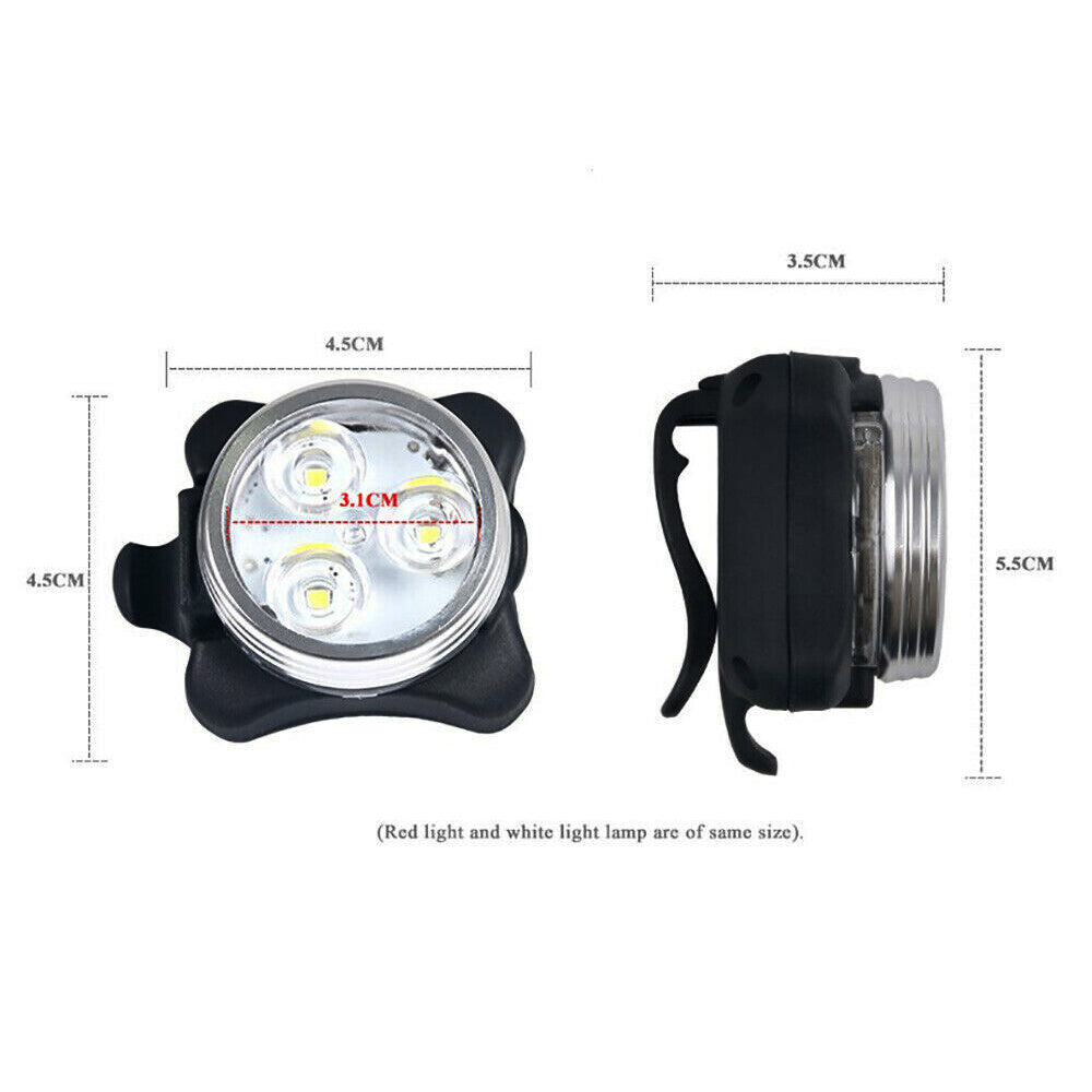 2Pcs USB Rechargeable Bicycle Bike Lights IPX4 Waterproof Front +Tail Light Lamp
