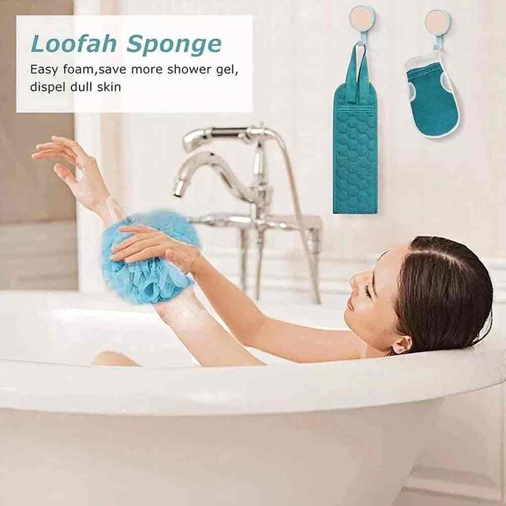 Exfoliating Body Scrubber Set – Back Scrubber, Bath Glove & Shower Loofah 3-in-1
