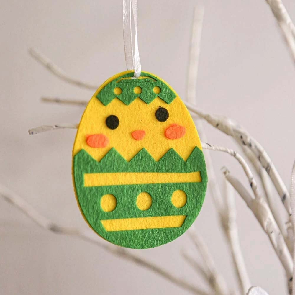 24PCS Hanging Easter Felt Eggs Decorations - Chicks & Bunnies for Home Festive Display