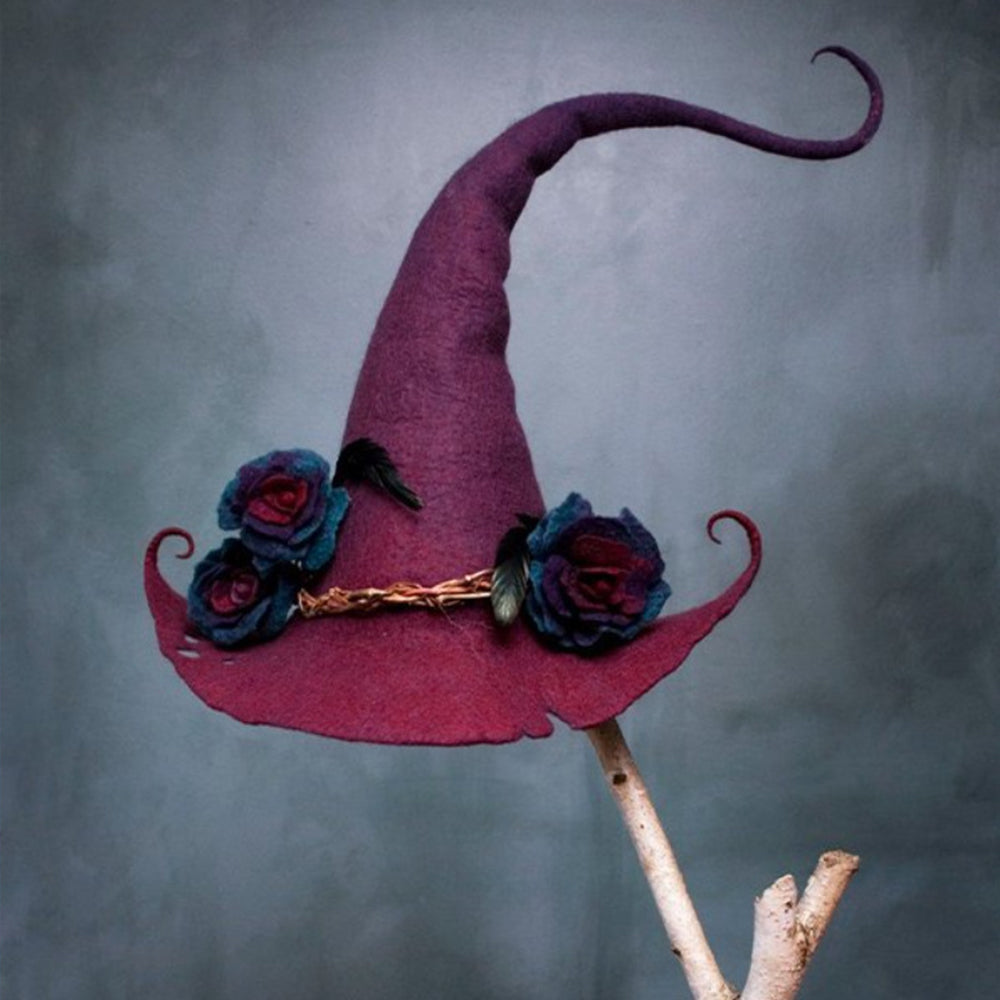 Halloween Party Felt Witch Hat Adjustable Party Witch Hat Cosplay Prop