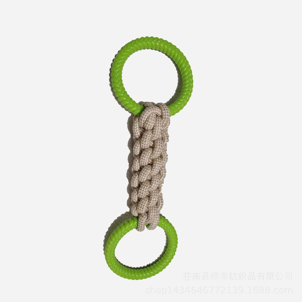 Heavy-Duty Dog Tug Toy – Cotton Rope with Rubber Ring for Large Breeds