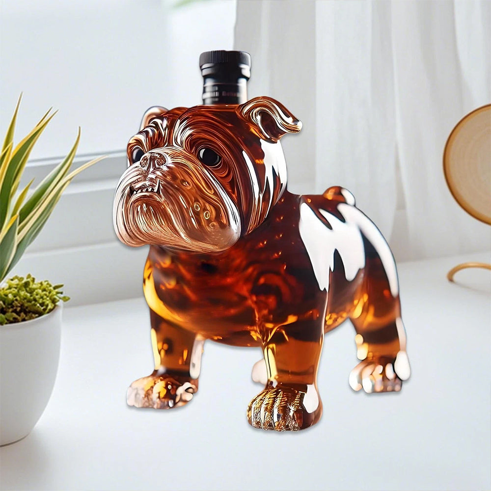 Bulldog Whiskey Bottle – Funny & Unique Animal Glass Decanter for Spirits