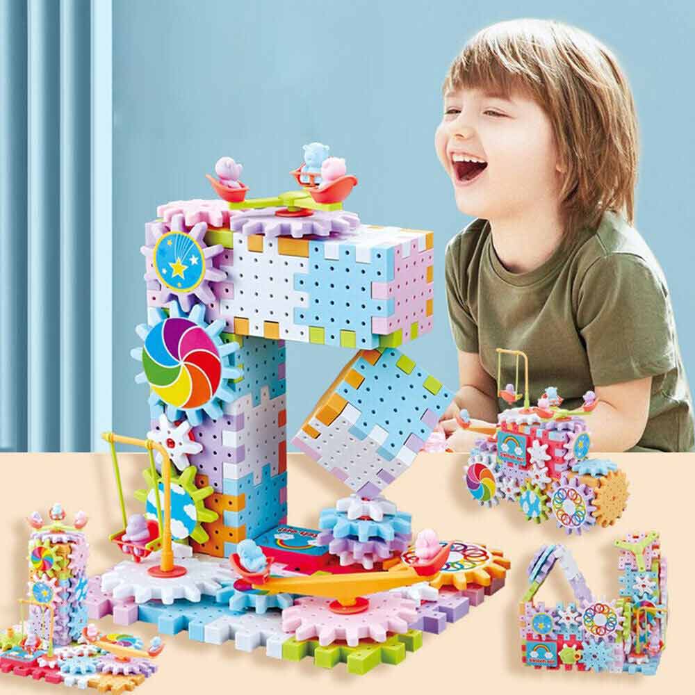 Educational Electric Gears Building Block Toys Creative Rotating STEM Toys Set for Boys Girls Kids