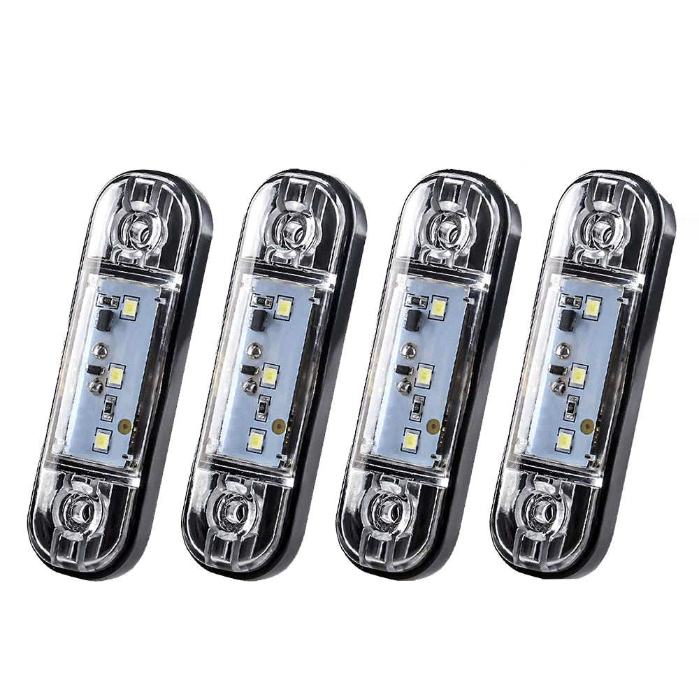 4X 3LED CLEARANCE LIGHTS SIDE MARKER LAMP WHITE TRAILER TRUCK CARAVAN 12V/24V