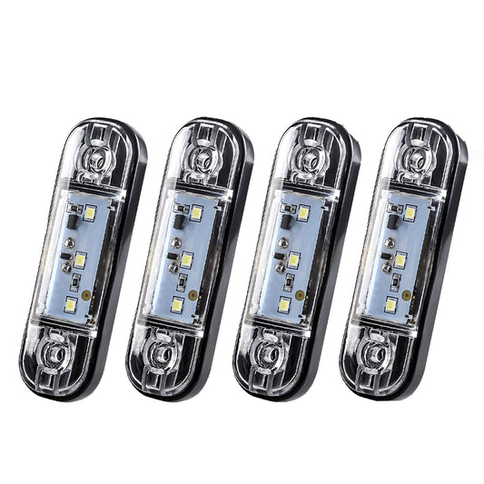 4X 3LED CLEARANCE LIGHTS SIDE MARKER LAMP WHITE TRAILER TRUCK CARAVAN 12V/24V