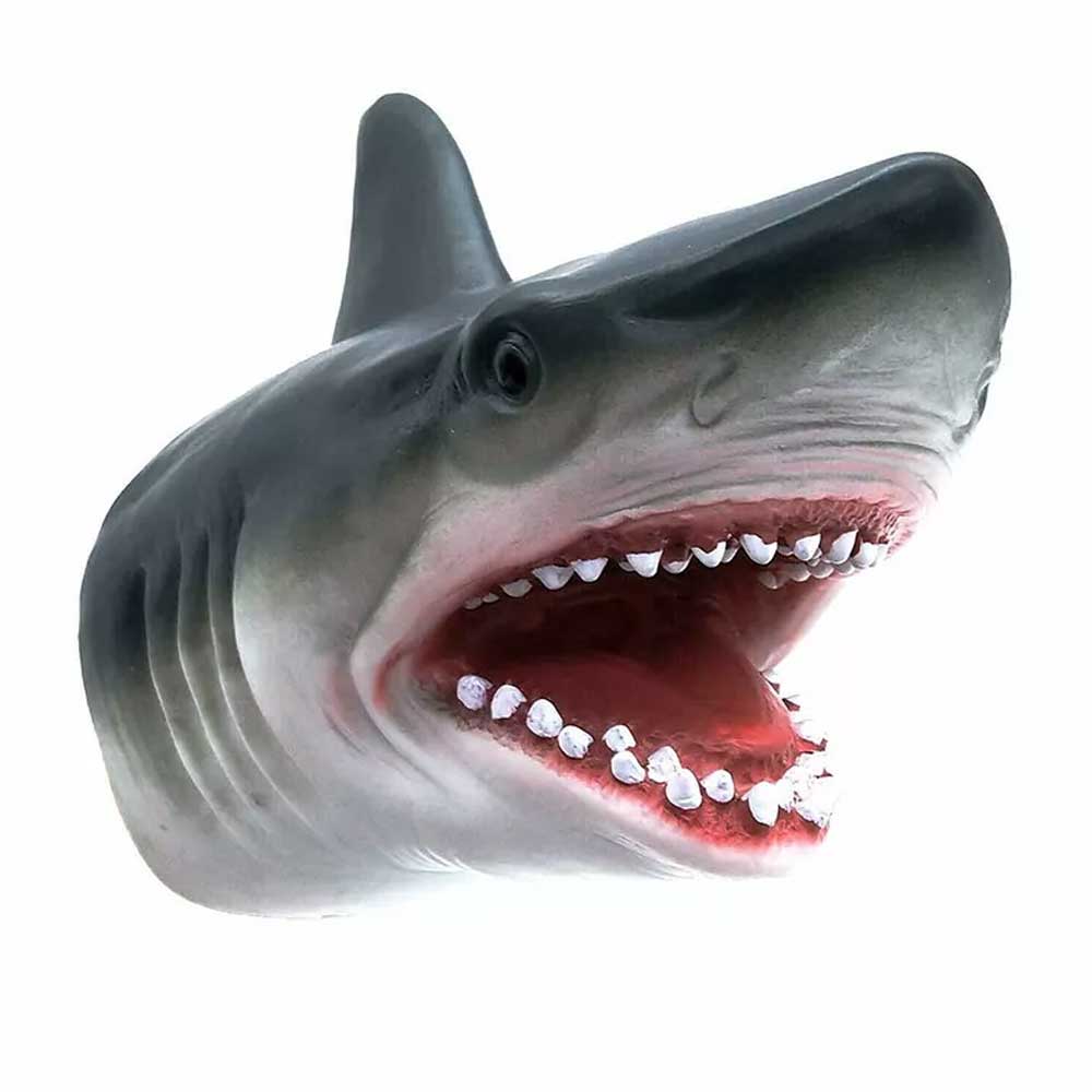 Shark Hand Puppet Handmade Stretchy Shark-Head Soft Animal Gloves Baby Kids Toys