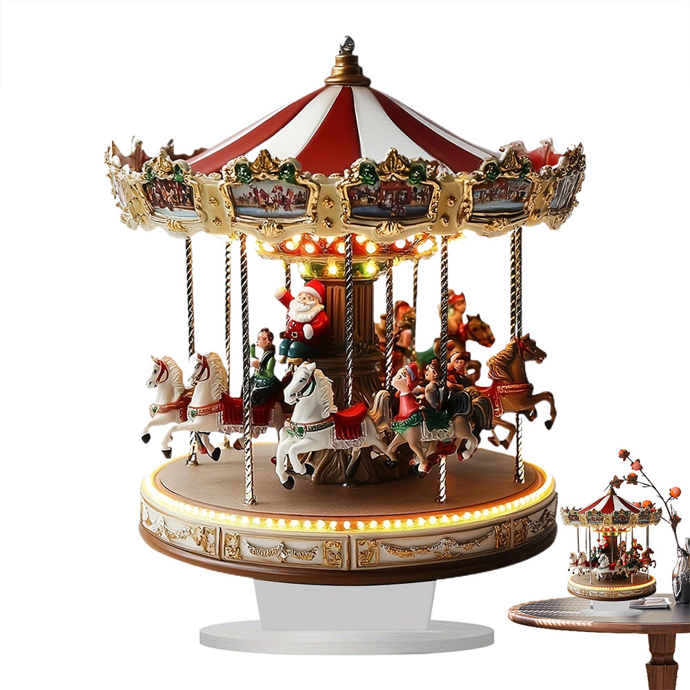 ﻿Traditional 2D Acrylic Carousel Christmas Decor – Flat Merry-Go-Round Holiday Display