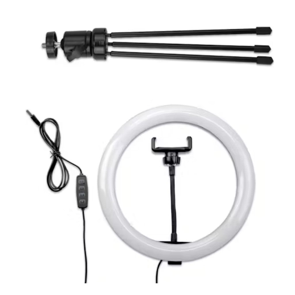 Ring Light 10" – Desktop Tripod, Bluetooth Remote, 3 Colour Temperature Modes