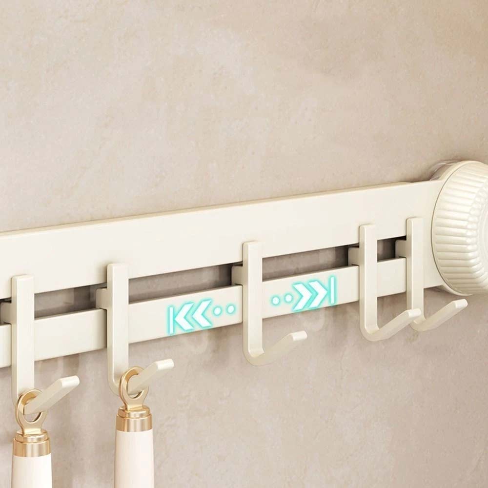9-Hook Suction Cup Hook Rack - Wall Mounted Bathroom Kitchen Utensil Organizer