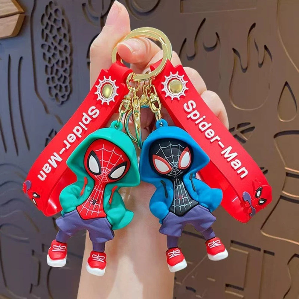 4-Pack Spider-Man Keychain – 3D Figure Keyring, Marvel Bag Charm for Collectors