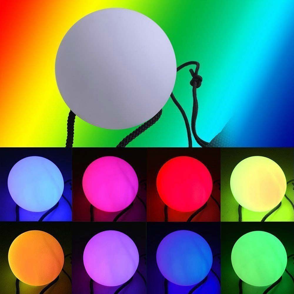 2X Battery-Operated LED Poi Balls Multi Coloured Light up Ball Belly Dance Party