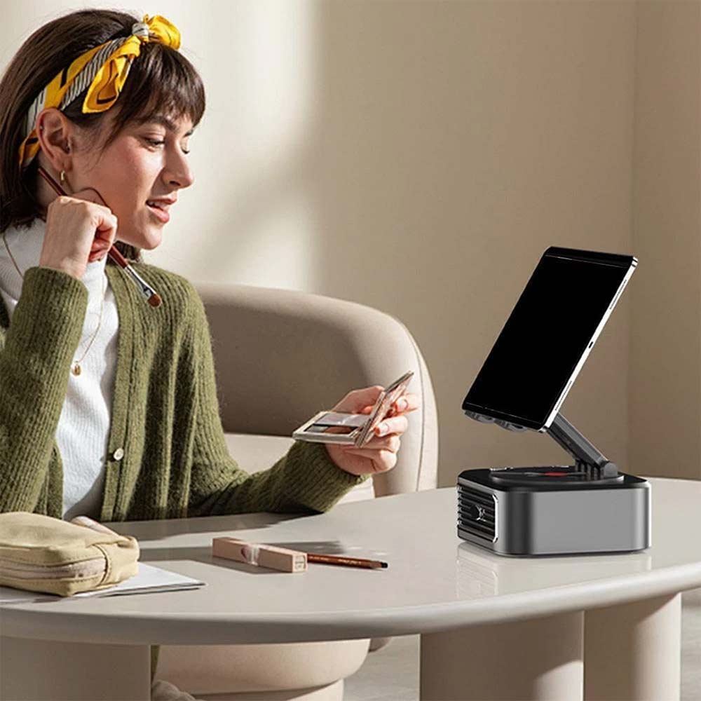 Bluetooth Speaker Phone & Tablet Stand – Adjustable with Wireless Bluetooth Speakers
