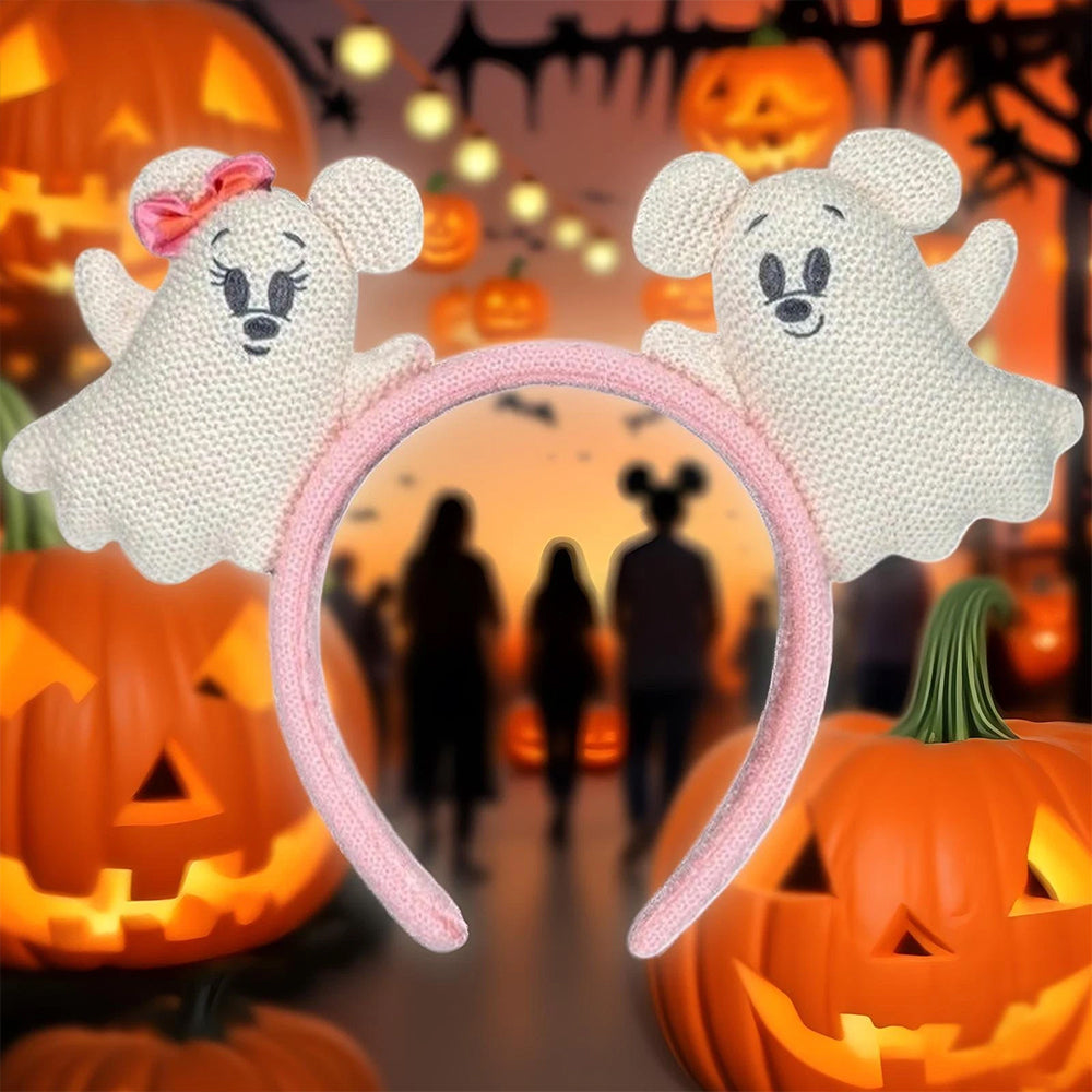 2025 HongKong Disney Parks Halloween Ghost Mickey And Minnie Mouse Ear Headband