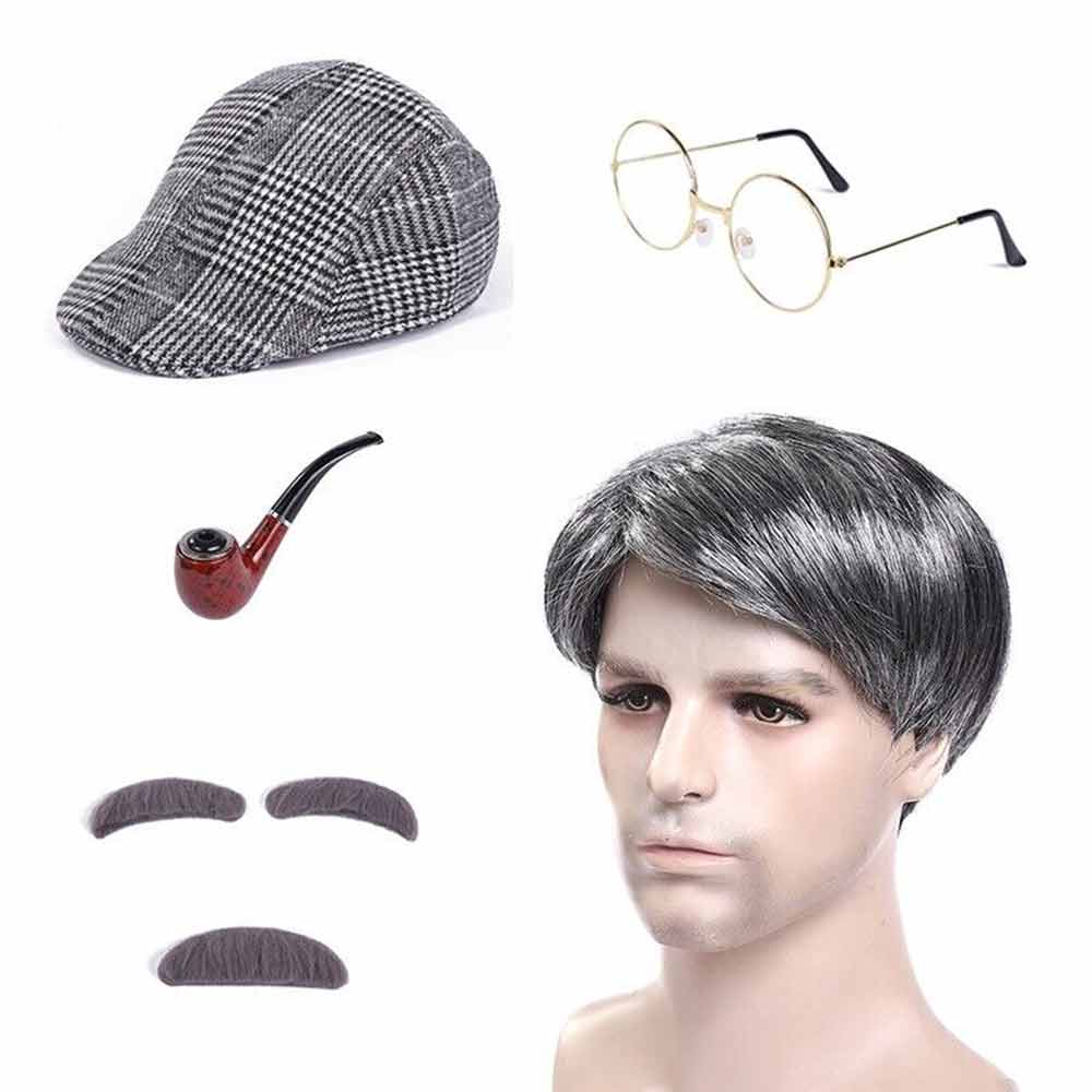 Old Man Costume Set Grandpa Adult Child Kids Boys Kit 100 Days School Book Week
