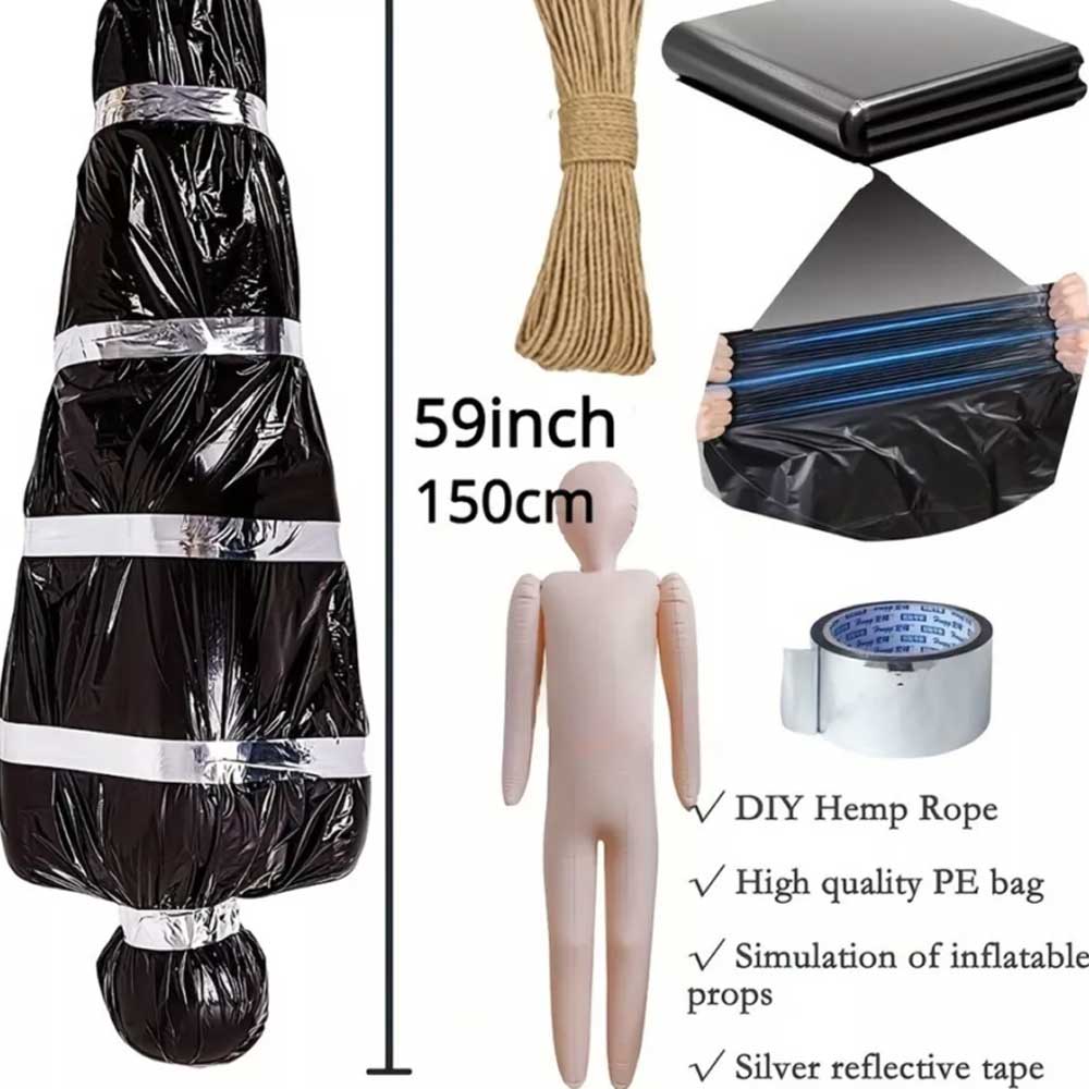 Halloween Scary Fake Dead Victim Props Corpse in Bag Outdoor Ornament Decor
