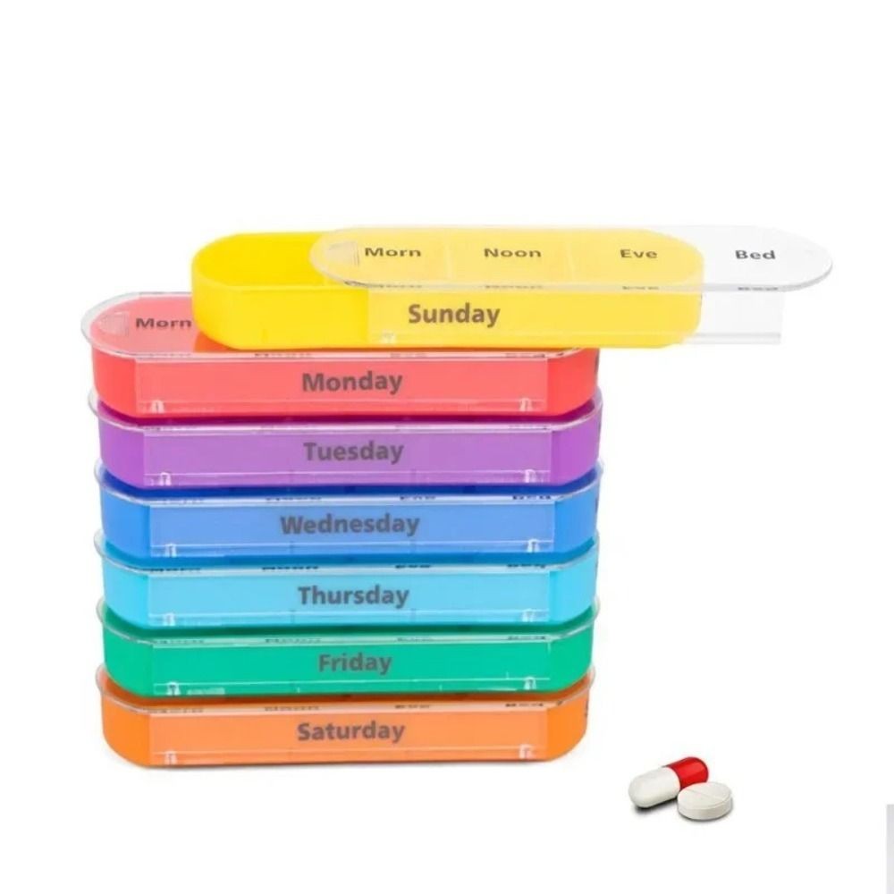 7-Day Pill Organizer – 28-Grid Weekly Medicine Tablet Sorter Case