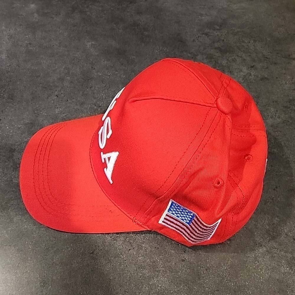 Trump USA 45-47 Embroidered Adjustable Cap - Red White Patriotic Hat for Rallies