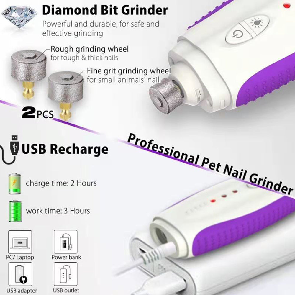 Rechargeable Pet Nail Grinder – Safe & Portable Dog Cat Claw Trimmer