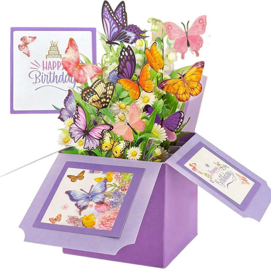 3D Pop-Up Birthday Card – Luxury Butterfly Floral Surprise for Mum, Daughter, Wife, Niece
