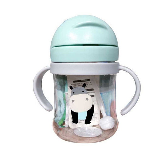 250ml Baby Cup with Straw Bottle Drinking Water Kids Sippy Cup Handle Toddler Feeder