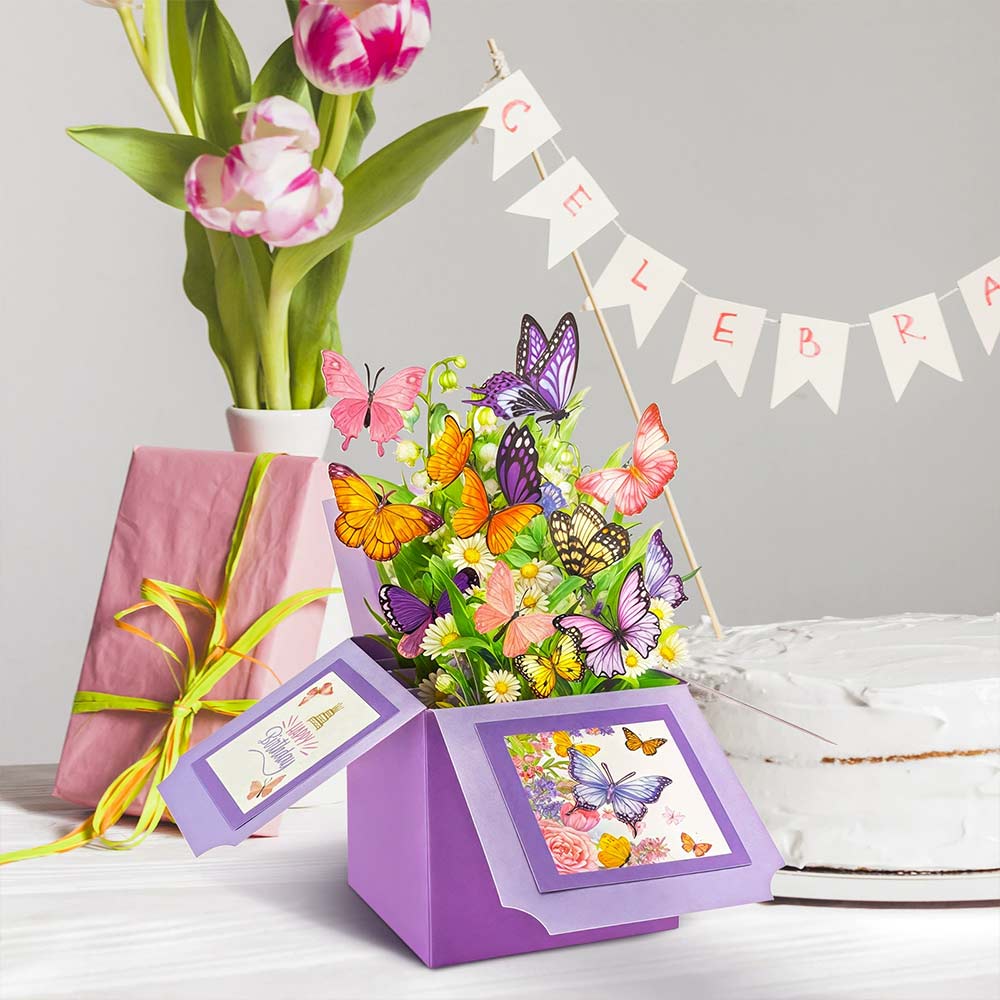 3D Pop-Up Birthday Card – Luxury Butterfly Floral Surprise for Mum, Daughter, Wife, Niece