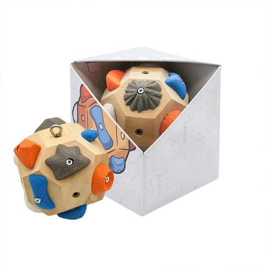 Portable 3D Wooden Boulder Climbing Ball – Handcrafted Finger Strength Trainer with Adjustable Holds