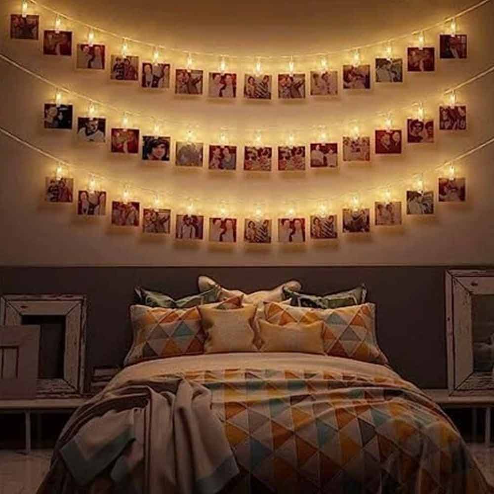 LED Photo Clip String Lights – 40 Clips, 6m, Battery Powered Picture Hanger Light