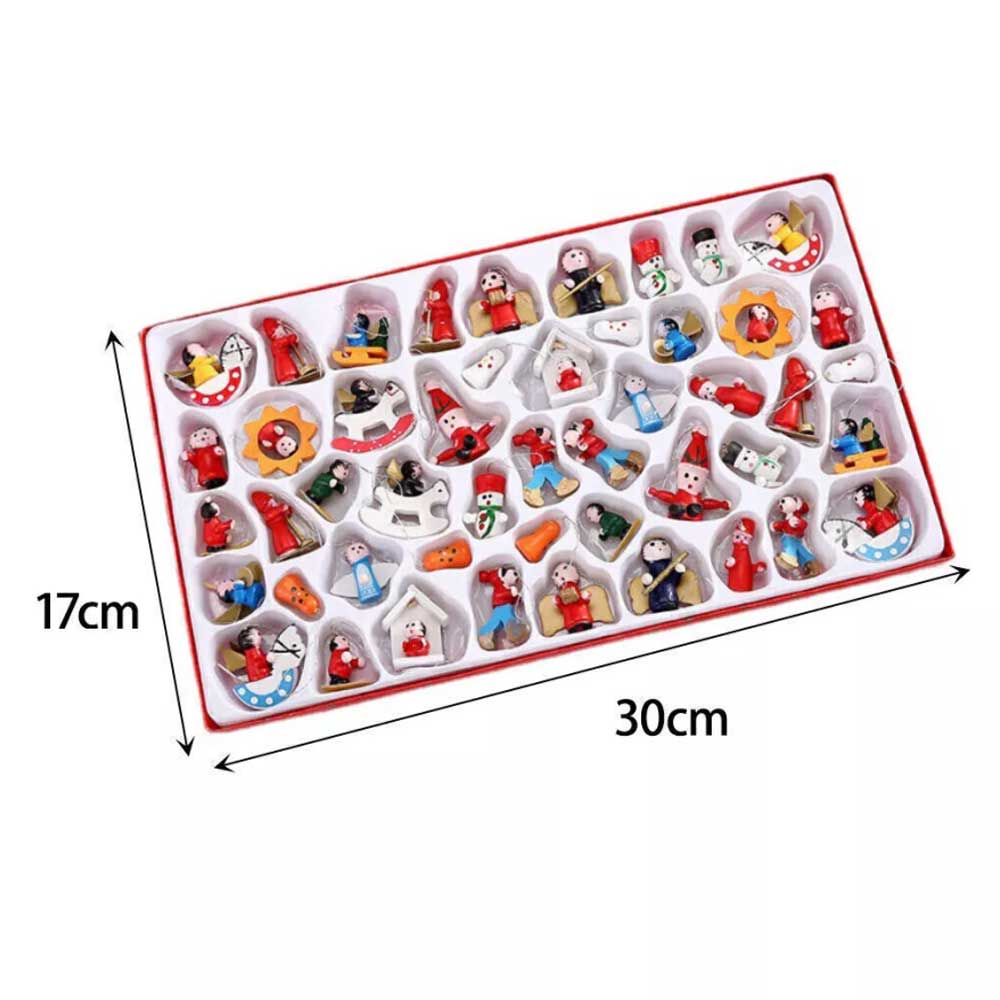 Miniature Wooden Christmas Tree Decor Figures Pendant Hanging Xmas Ornament Set