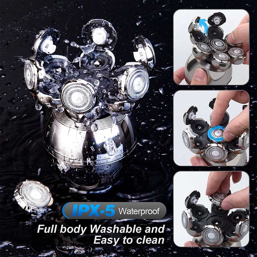 7-in-1 Men's Electric Shaver & Grooming Kit - 7D Rotating Head for Bald Head, Beard, Hair & Facial Care