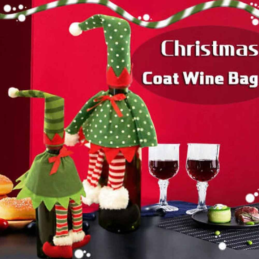 4PCS Christmas Bottle Toppers – Santa Hat Wine Covers for Holiday Table Decor