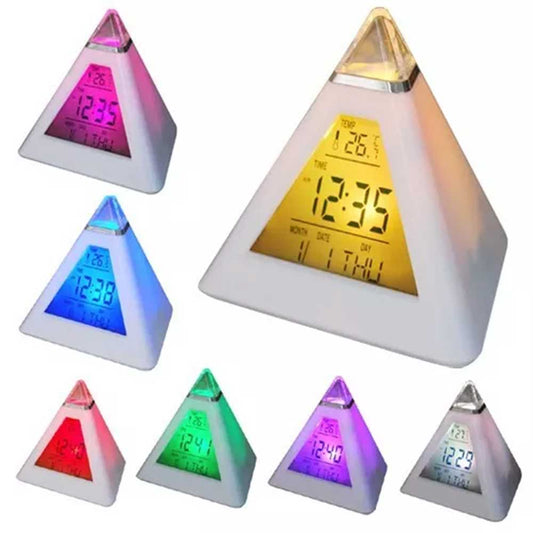 Pyramid LED Color Changing Alarm Clock Triangle Colorful Alarm Clock Gift