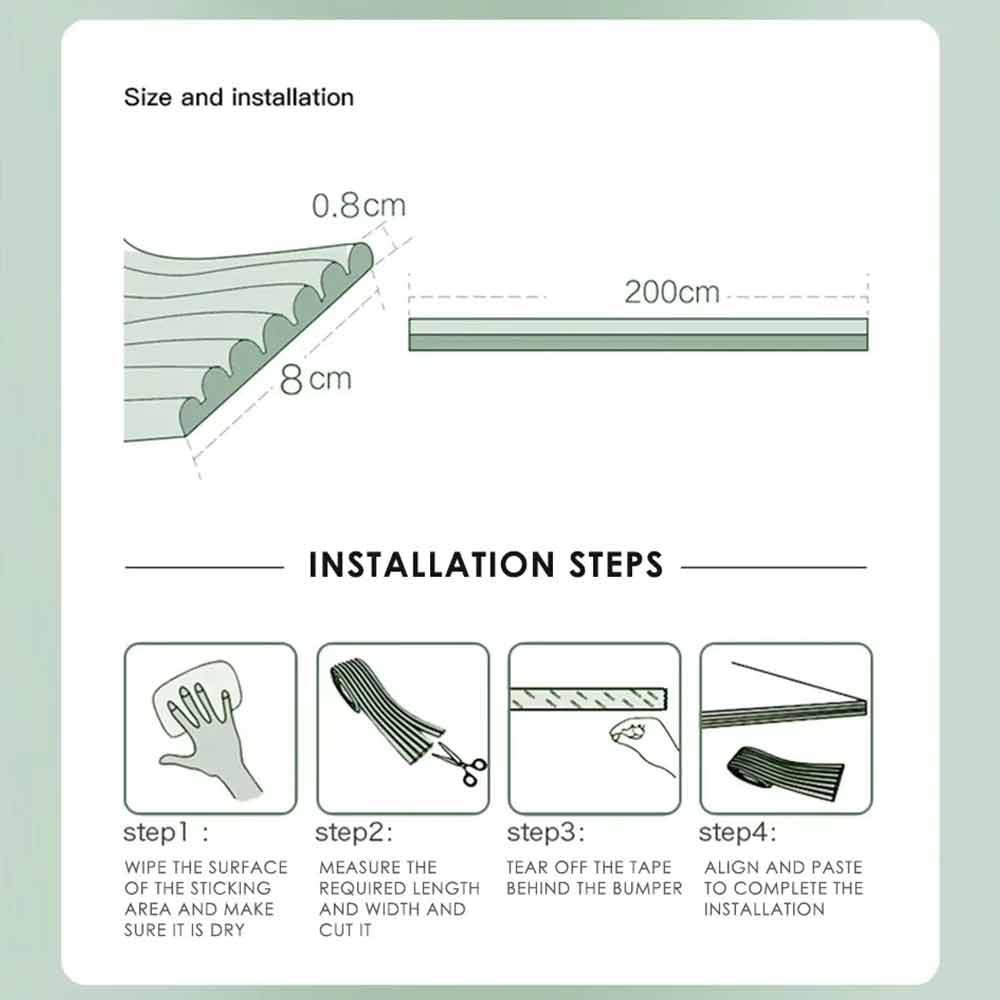 2M Foam Bumper Strip – Edge Corner Protector, Self-Adhesive Furniture Guard