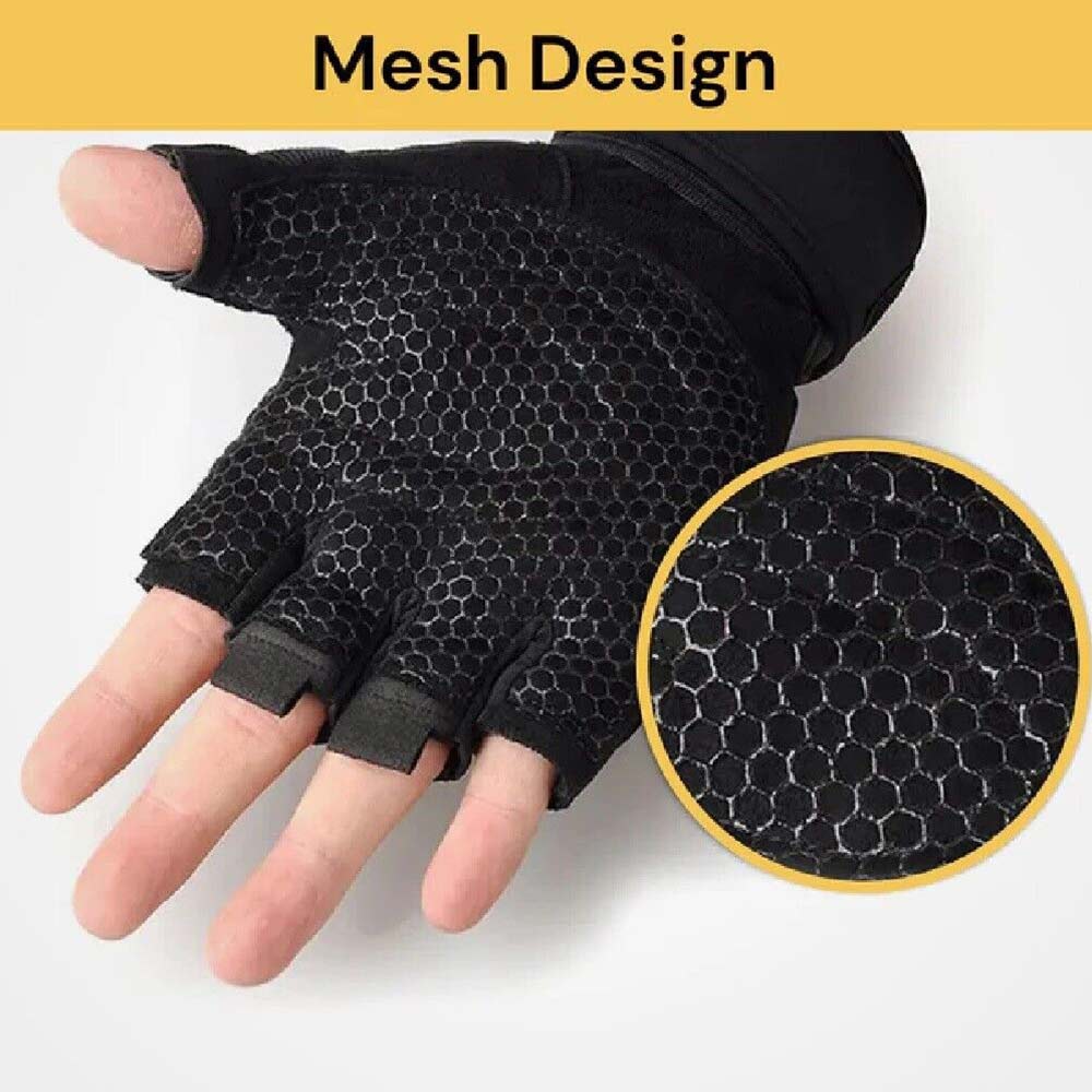 Unisex Half Finger Gloves Cycling Bicycle Gym Workout Training Anti Slip Padded