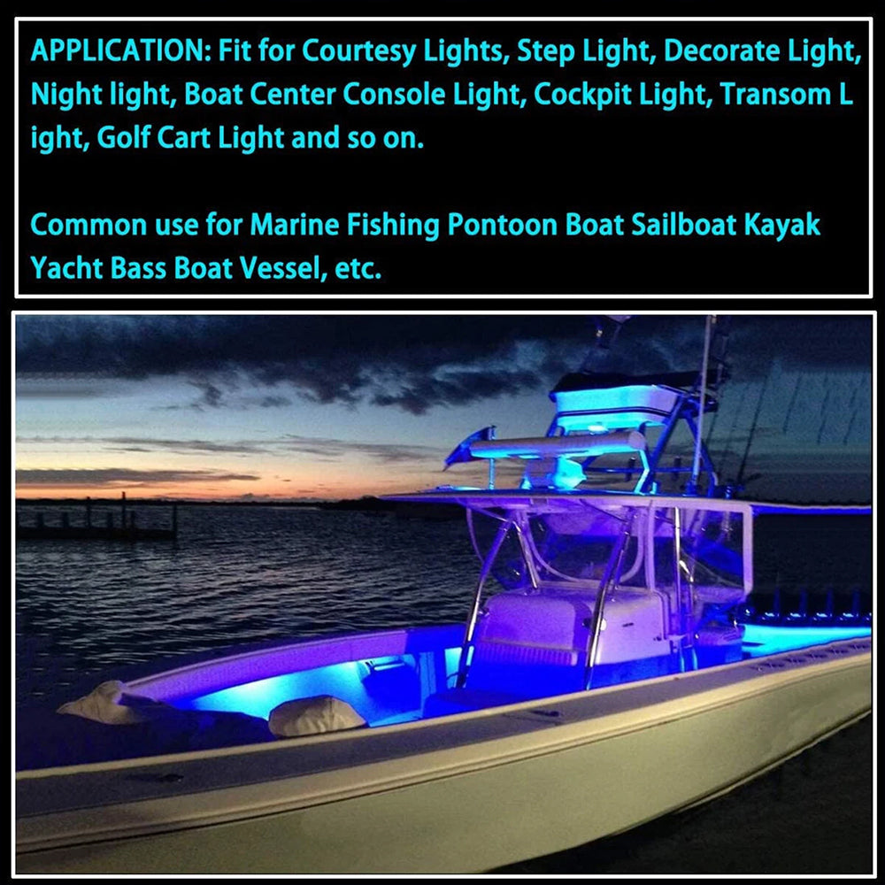 10Pcs Marine Boat 6LED Deck Courtesy Lights Waterproof Blue Stern Transom Light