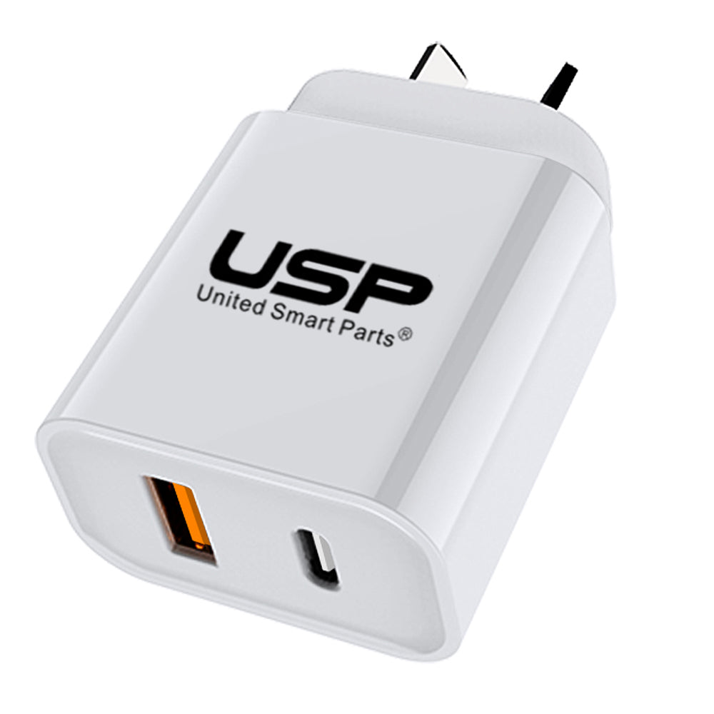 20W DUAL USB-A Type C Fast Wall Charger Adaptor QC3.0 For Android iPhone SAA