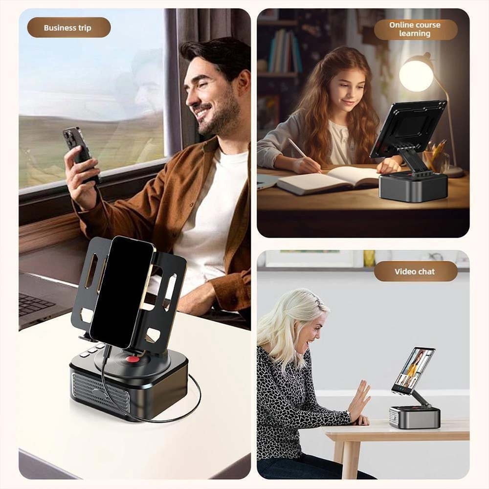 Bluetooth Speaker Phone & Tablet Stand – Adjustable with Wireless Bluetooth Speakers