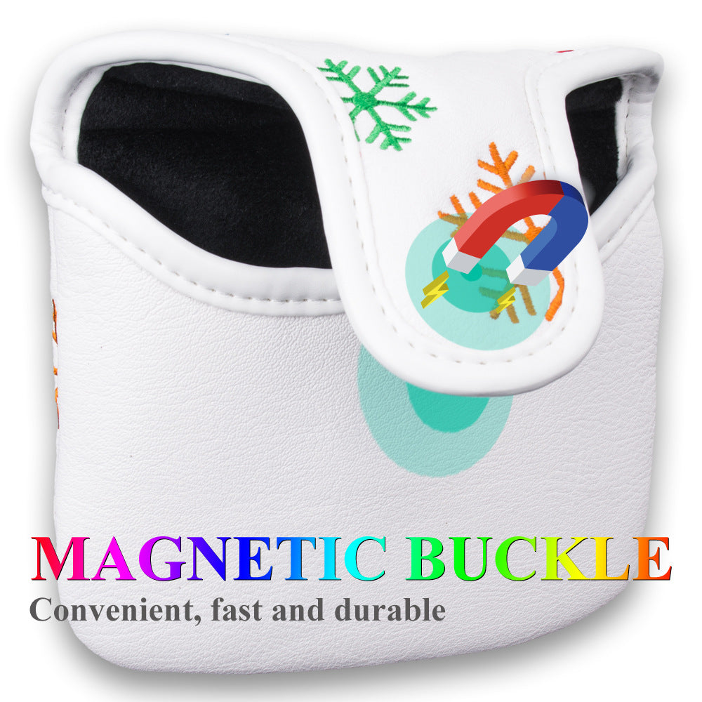 Golf Mallet Putter Cover – Snowflake Embroidered PU Leather Headcover