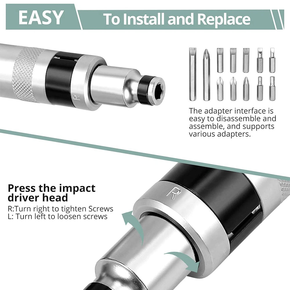 13pcs Manual Impact Screwdriver Set - Heavy-Duty Handheld Hammer-Action Tool for Stuck & Rusted Screws