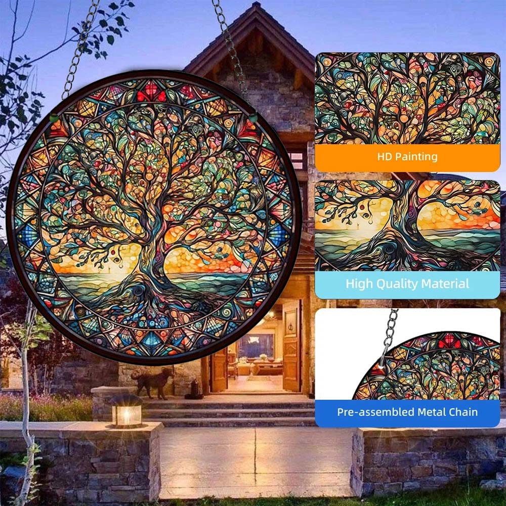 3-Pack Tree of Life Wall Art - 2D Acrylic Hanging Ornament for Indoor & Outdoor Garden Decor