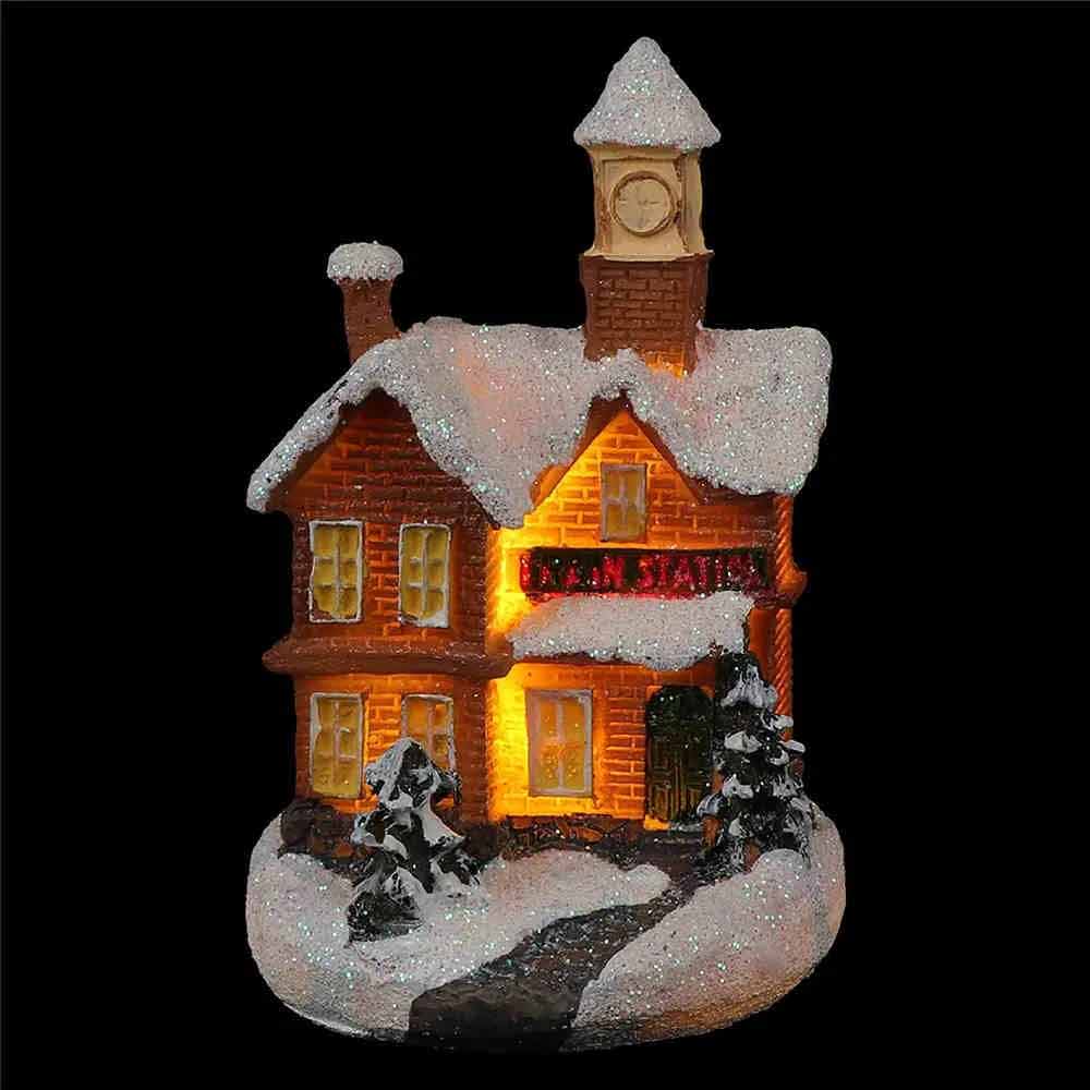 Resin Small House Christmas Decoration Micro Landscape LED Resin House Xmas Gift