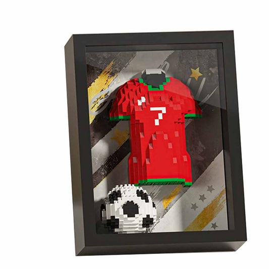 Football Jersey Brick Art Frame – 3D Block Display, Wall Desk Fan Gift