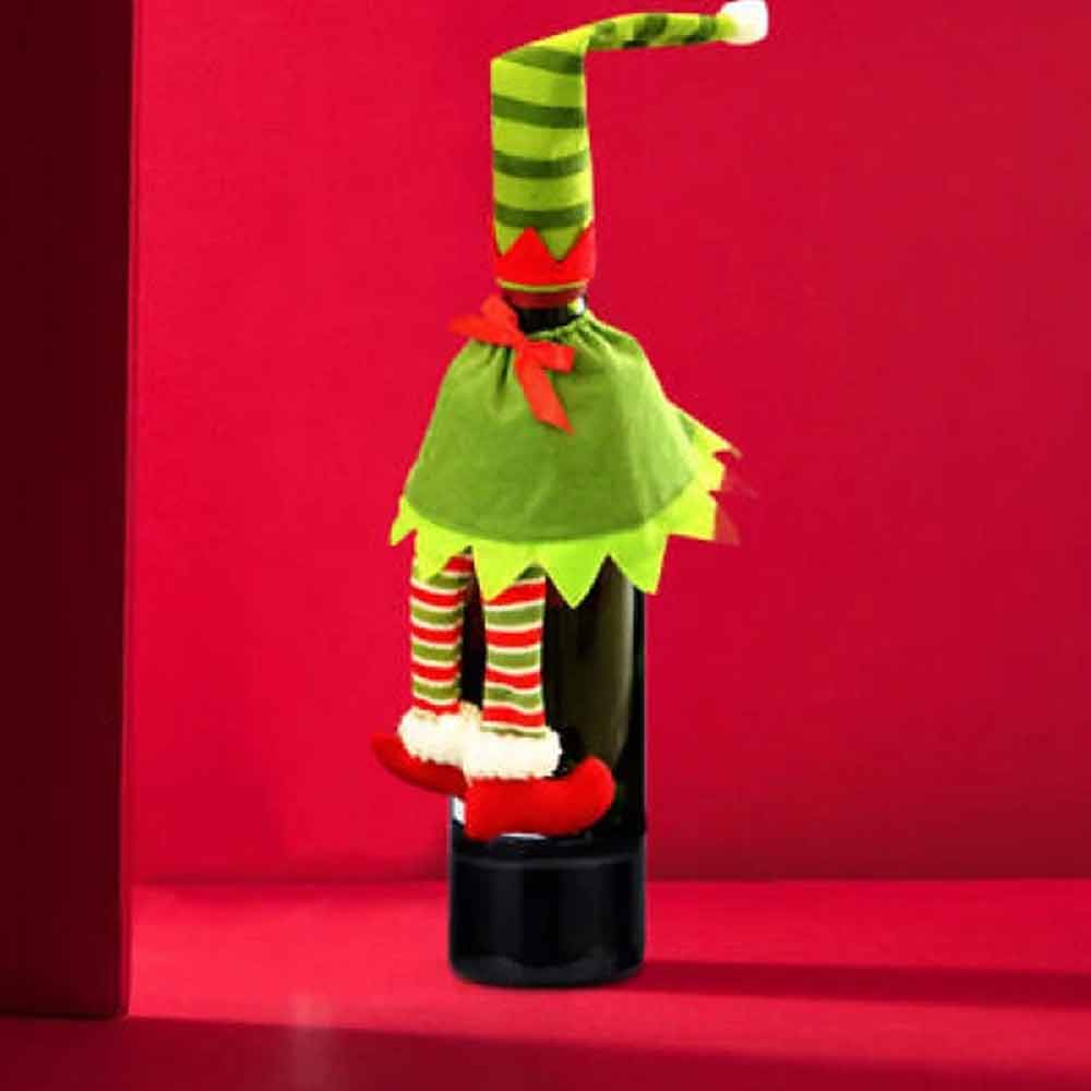 4PCS Christmas Bottle Toppers – Santa Hat Wine Covers for Holiday Table Decor