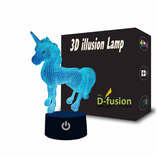 Unicorn Illusion Lamp 3D Optical Night Light LED Kids Mood Light Bedside