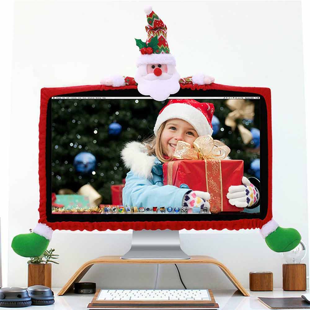 Christmas Computer Monitors Cover Xmas Decorations Cover for Xmas Office Decor