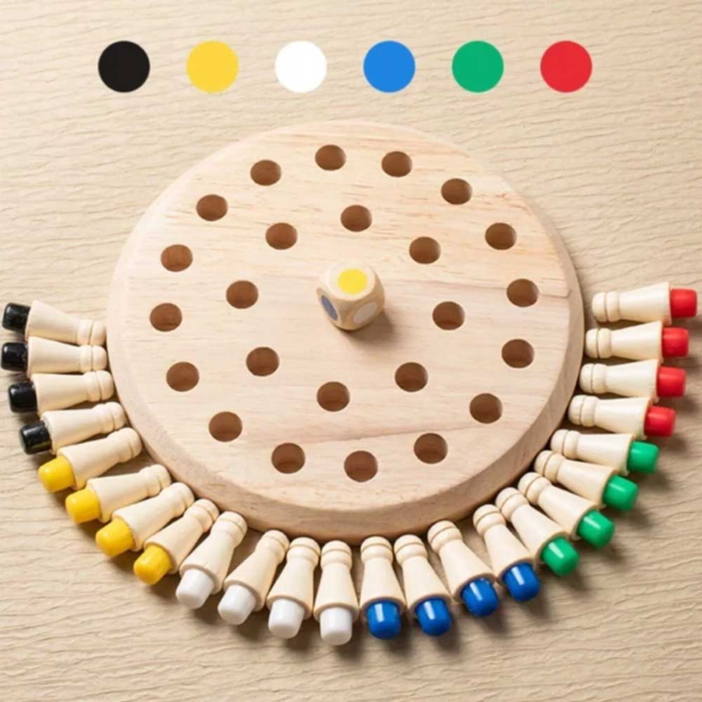 Colour Game Board Puzzle Wooden Memory Match Stick ChessMontessori Edu for Kids
