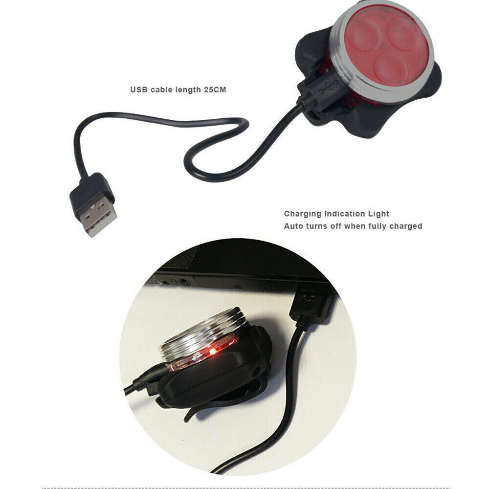 2Pcs USB Rechargeable Bicycle Bike Lights IPX4 Waterproof Front +Tail Light Lamp