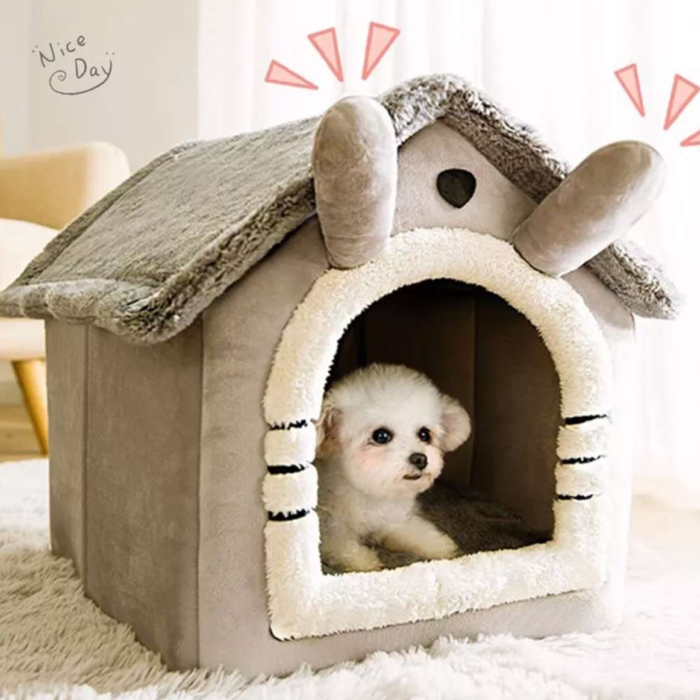 Small Pet Cat Kitten Dog Beds Igloo Fleece Bed Pyramid Cozy Washable Warm House Cave